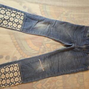 Cat & Jack Blue Lace-Trimmed Girl,s Jeans, Sz 7.